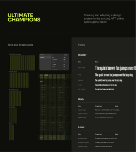 image showing the design system elements typography and UI grids for the NFT sports game